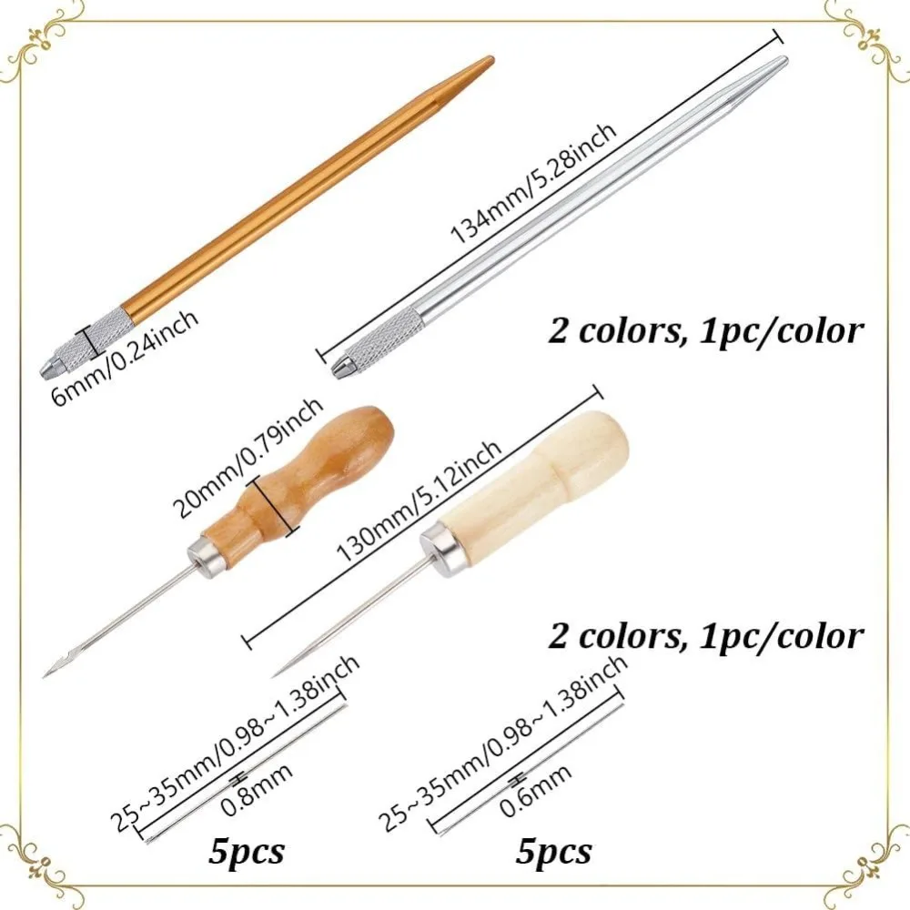 2Pcs 2 Colors 304 Stainless Steel Hair Rooting Tool with Awl Pricker Sewing Tool and Ventilating Needles Hair Making Kit for DIY