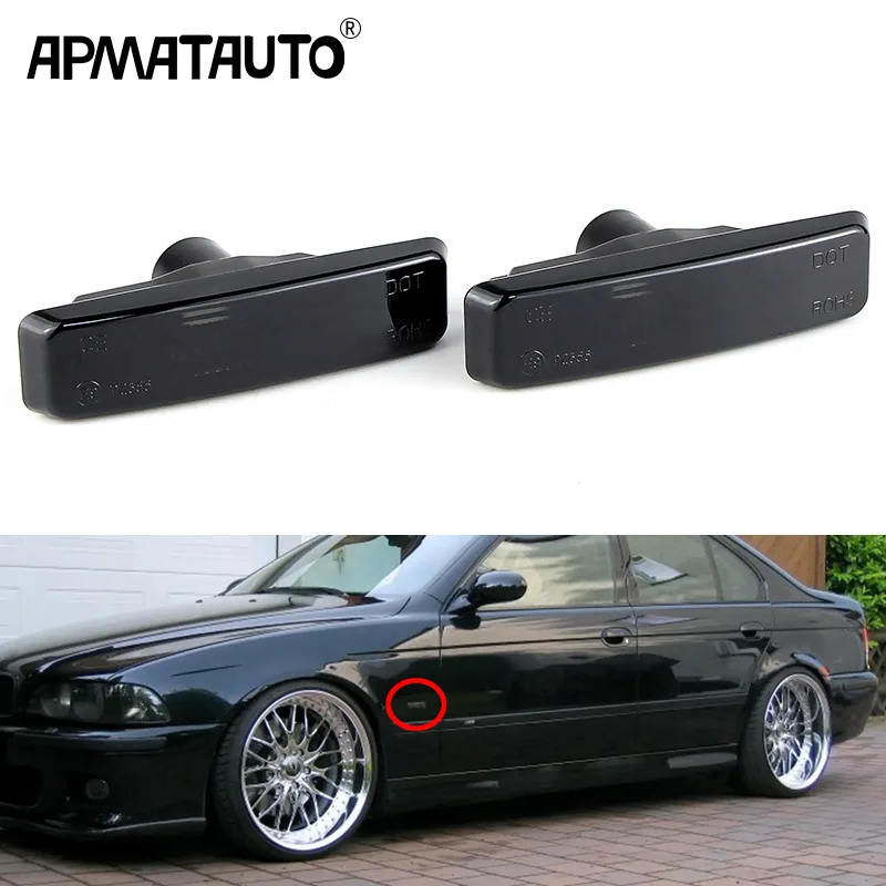 2Pcs For BMW 5 Series E39 1995-2003 M5 Side Marker Light Cover Left+Right Housing Shell No bulbs Car Accessories