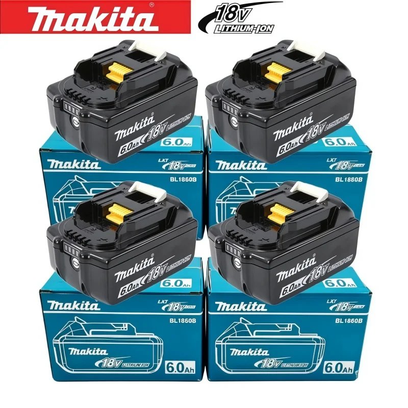 

100% оригинальный аккумулятор Makita 6.0 Ач 18В LXT литий-ионный BL1860 с LED-индикатором, аккумулятор 18В для электроинструментов, оригинальный аккумулятор 18В 6Ач