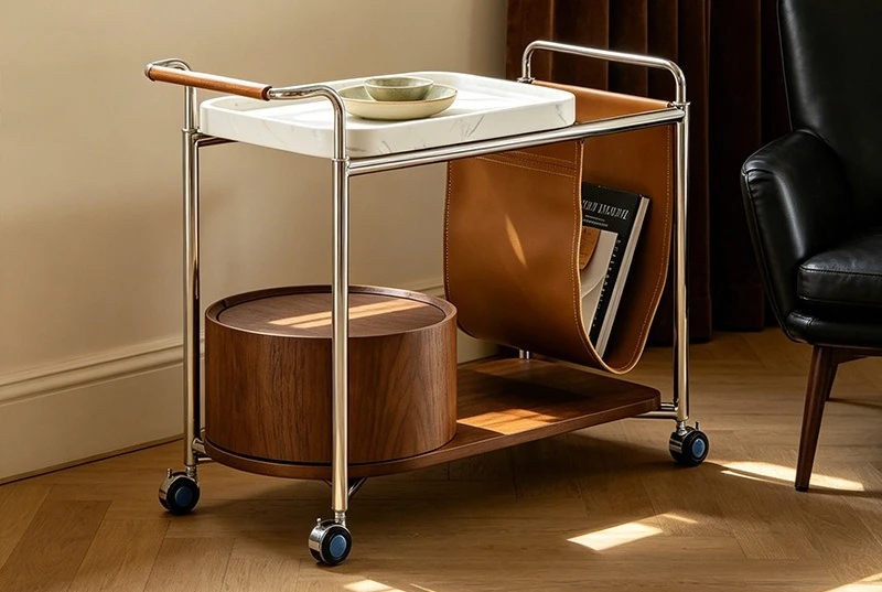 Small coffee table designer creative bedroom rack trolley corner table