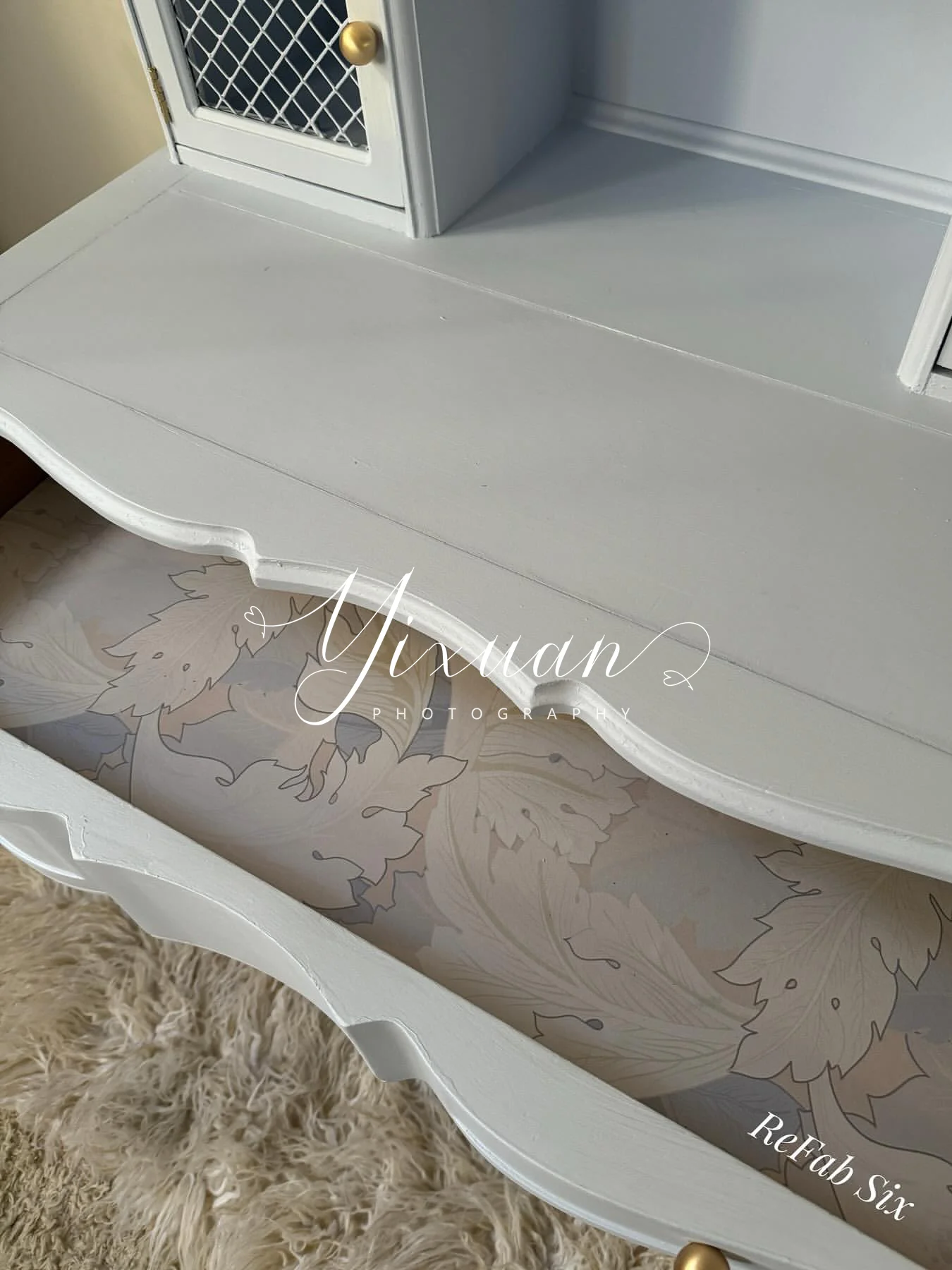 French retro solid wood dresser American carved bedroom dressing table