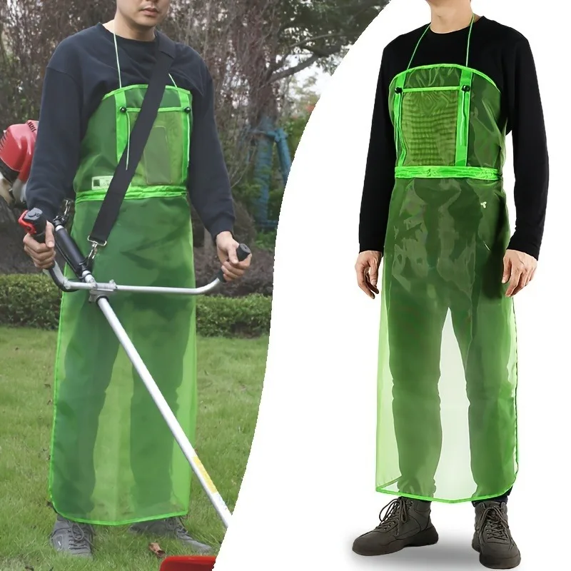 

1pcs Breathable Mesh Lawn Mower Apron with Pockets - Full Coverage Safety Workwear for Gardening Trimming & Landscaping