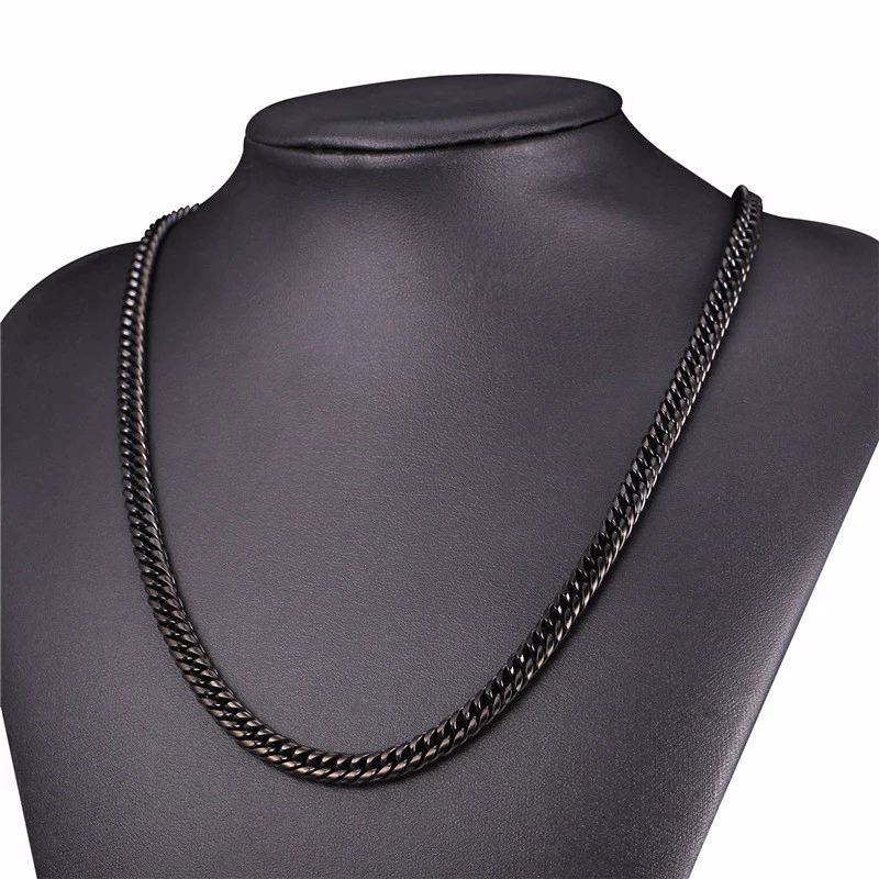 Necklace Mens Stainless Steel Cuban Link Chains Necklaces Black Hip Hop Rock fashion jewelry gifts for Male Accessories