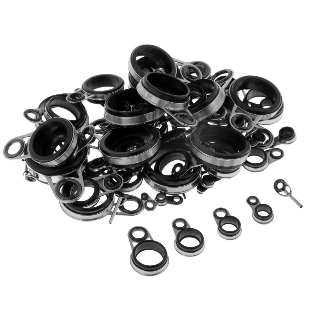 

78pcs Telescopic Fishing Rod Guide Tip Repair Kit DIY Rings with Box