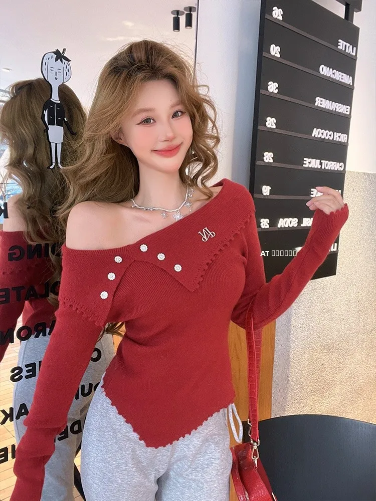 

Магазин IcyNude: Асимметричный вязаный топ с открытыми плечами, утягивающий, женский, с длинными рукавами, утепленный, осенняя мода