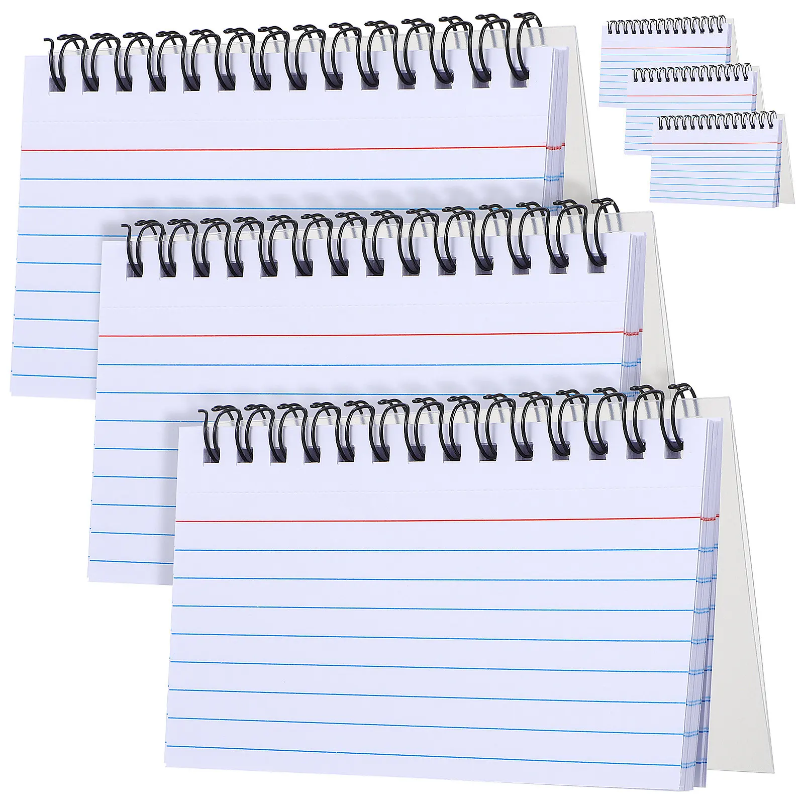 6Pcs Colorful Index Cards Notebook with Metal Ring Binding Horizontal Lined Tear-Off Thick Paper for Study Office School