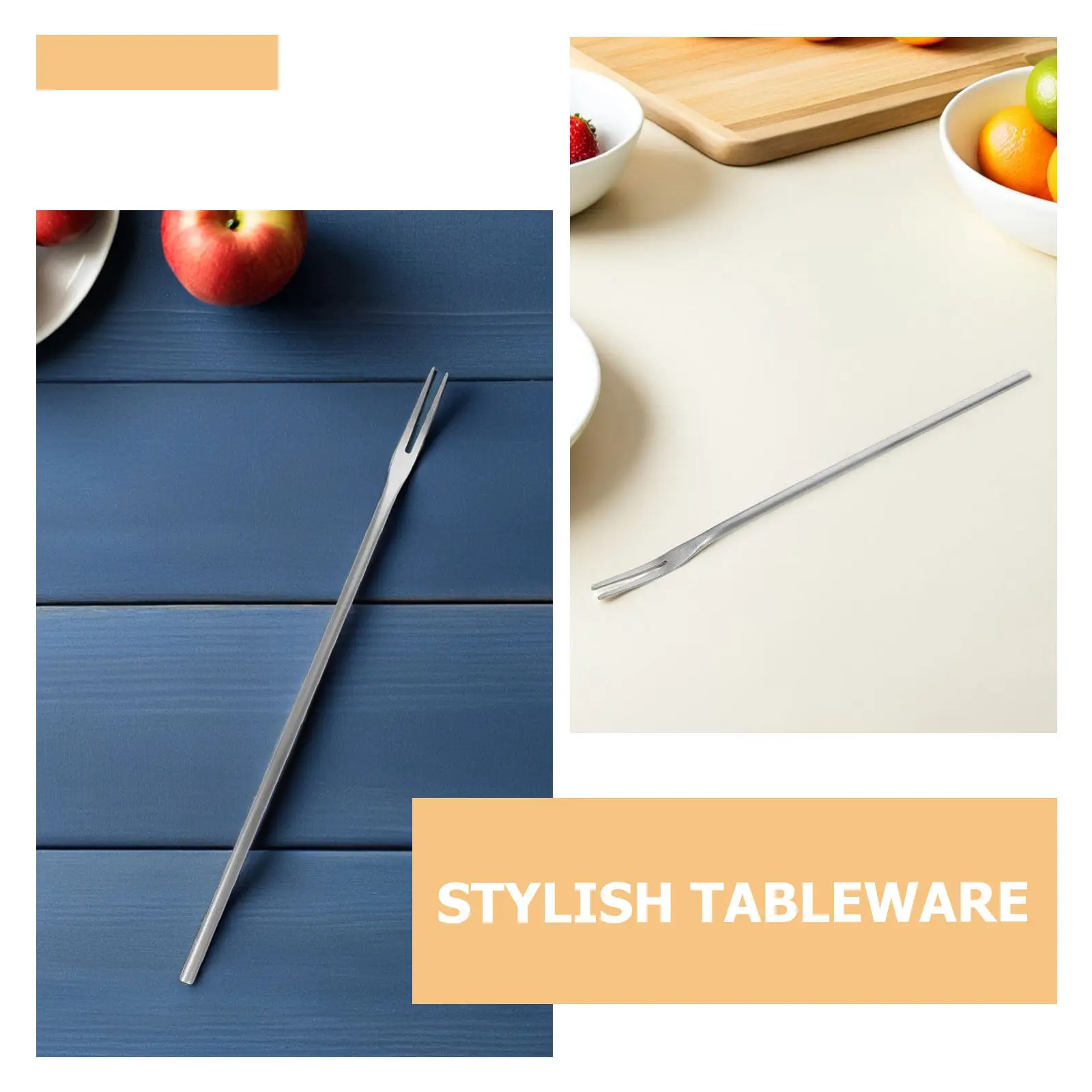 Stainless Steel Fruit Forks 5 Piece Long Handle 2 Tine Dessert Cake Appetizer Pickle Serving Fork Set