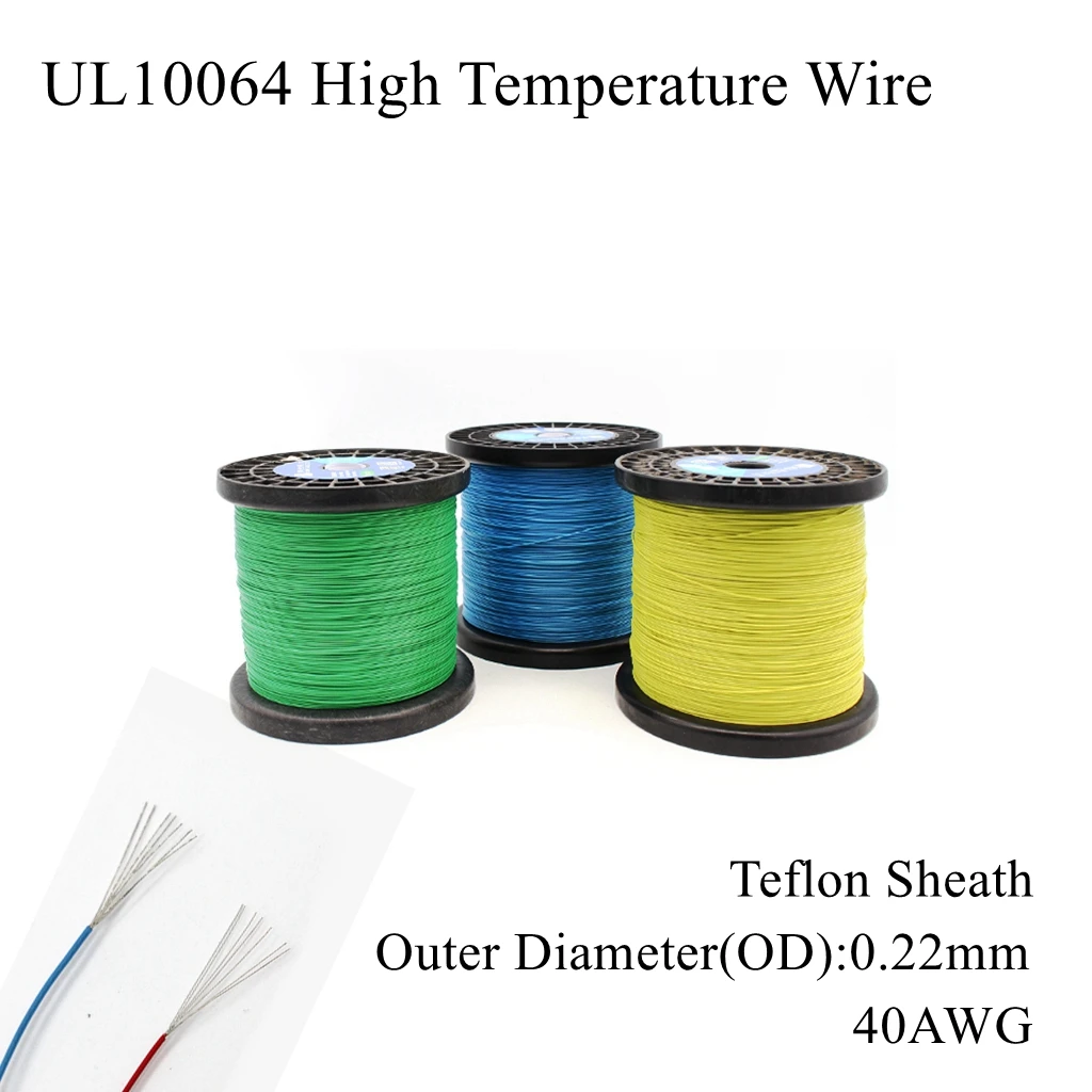 Высокотемпературный микро-провод UL10064 40AWG, Teflo PTFE FEP-оболочка, мягкий припой, оловянный медный электронный кабель, многожильный провод