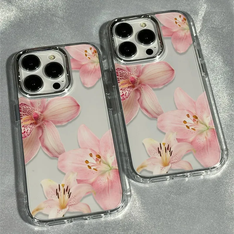Pink Floral Pattern Transparent Soft TPU Phone Case For Samsung Galaxy S26 Ultra S25 FE S24 S23 Plus S23 S24 S25 S26 Clear Cover