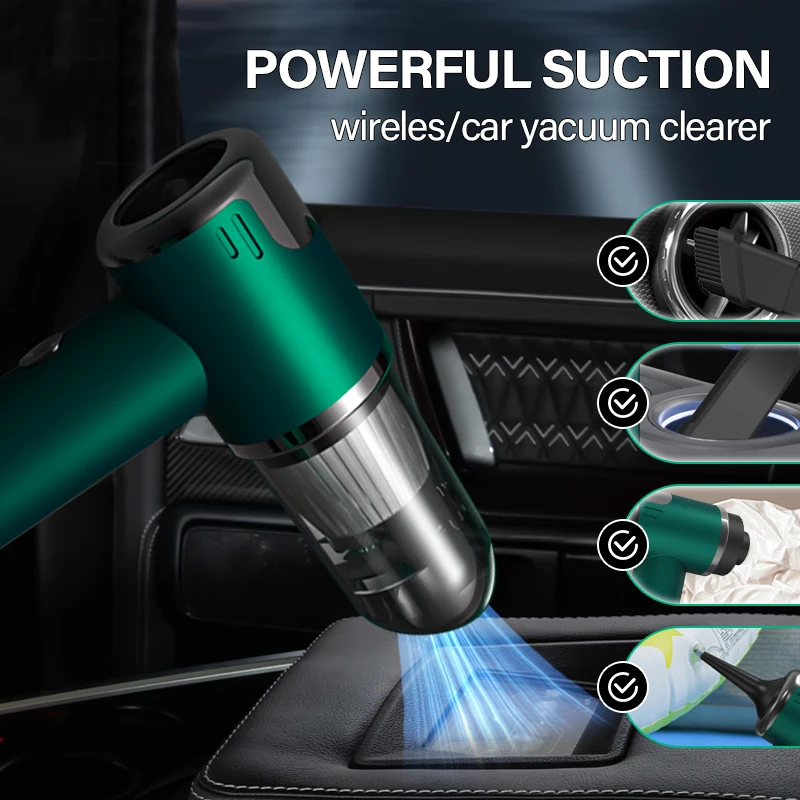 Car and home dual-purpose cordless vacuum cleaner, 3-in-1 rechargeable powerful handheld vacuum cleaner, 2000*2 battery - Image 4