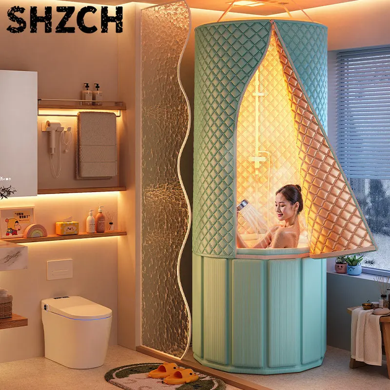 New Thicken Insulated Bath Canopy Winter Shower Tent with Heat Retention Windproof Bathroom Curtain Bathing Solution for Home