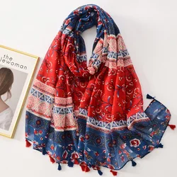 Bandannas Designer Scarf Luxury Scarves For Women Red Blue Woman Scarf Elegant Women's Shawls For Cotton Veils Bandana Brand