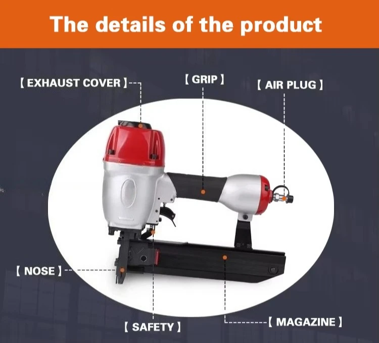 Heavy duty air stapler 25mm-50mm woodworking pneumatic nail gun, nail diameter 1.6x1.4mm