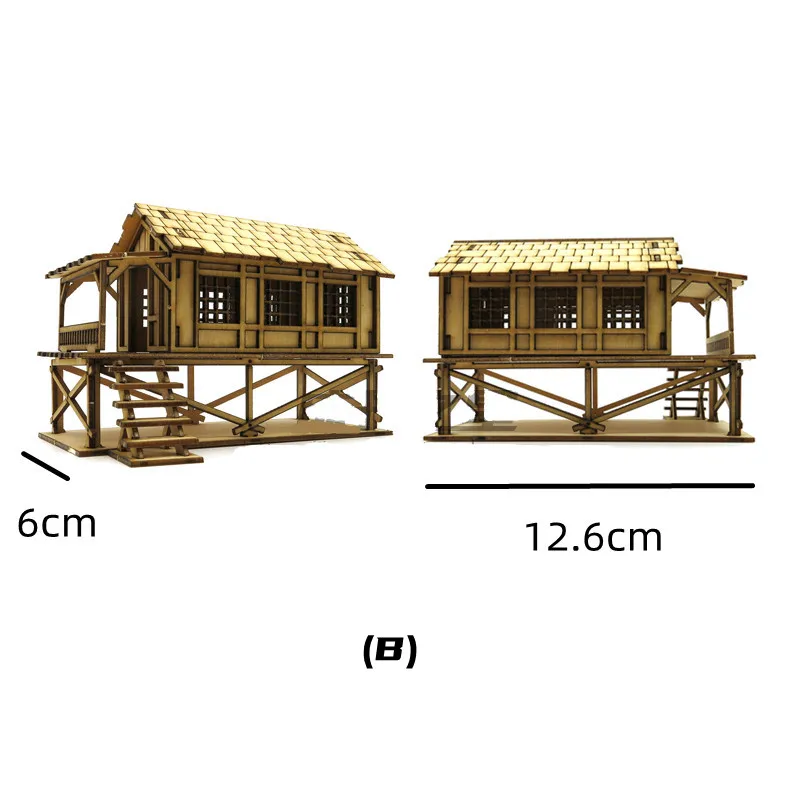 Kit Modello Puzzle in Legno 1/72 per Assemblaggio Fai-da-Te di Case e Templi del Sud-Est Asiatico e del Medio Oriente