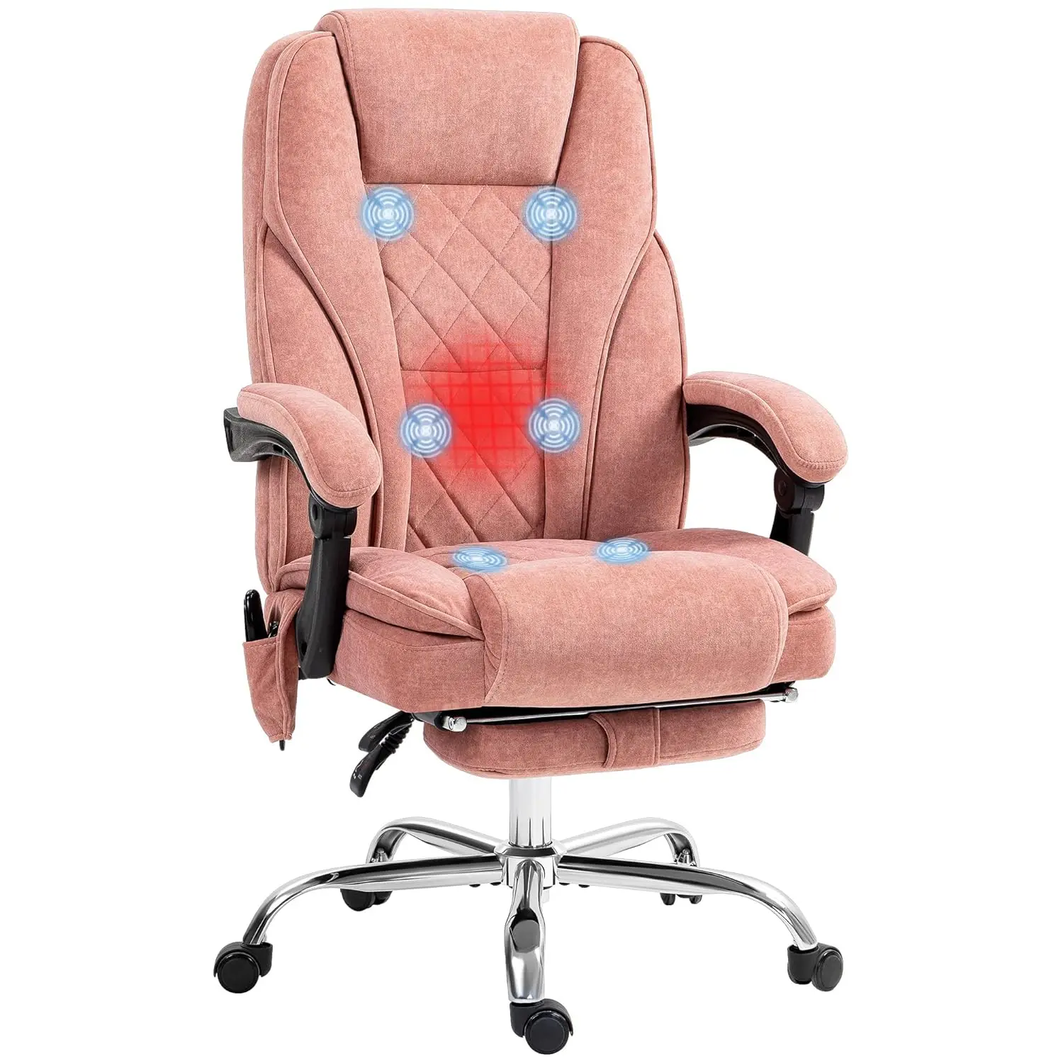 Massage Office Chair with Foot Rest with Heat Pink | Executive Computer Desk Chair, 6 Vibration Point, Reclining, Customized