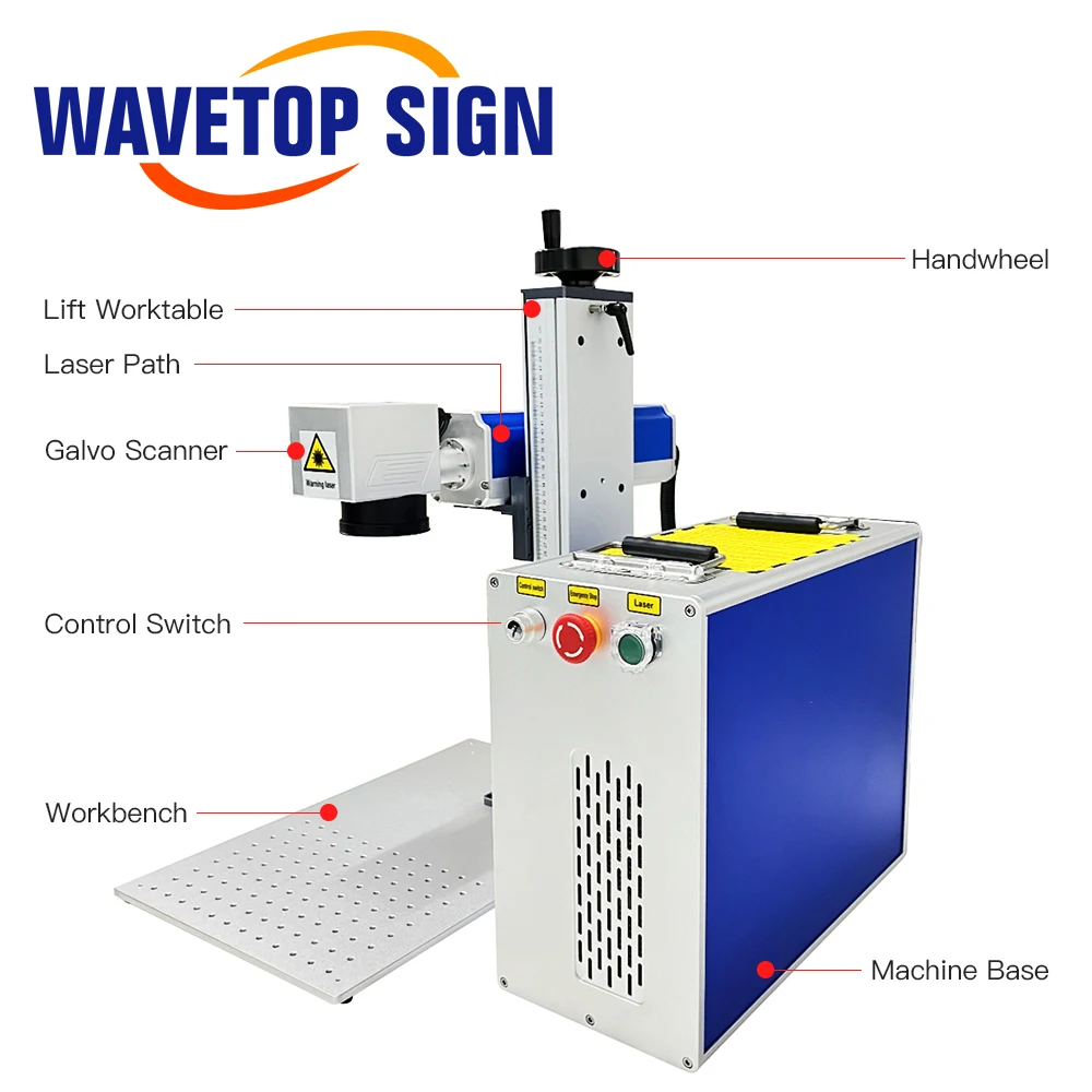 WaveTopSign 20-50W macchina per marcatura Laser a fibra MAX 110*110-300*300 Area di lavoro per marcatura fai da te metallo acciaio inossidabile