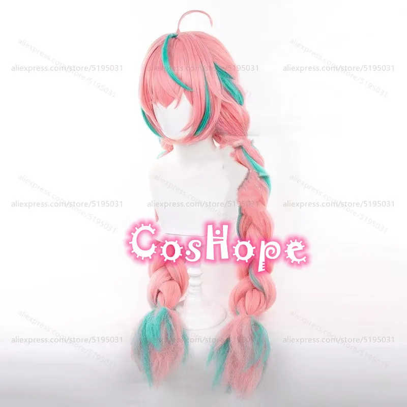 Varesa Cosplay Wig 100cm Long Pre Braided Pink Green Mixed Wig Cosplay Anime Cosplay Wigs Heat Resistant Synthetic Wigs image 5