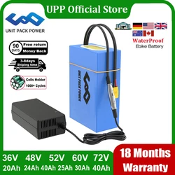 EScooter Ebike Battery Pack 36V 48V 52V 60V 72V 40Ah 25Ah 20Ah Waterproof Lithium Batteries 250W-3000W Motorcycle/Trikes/Bicycle