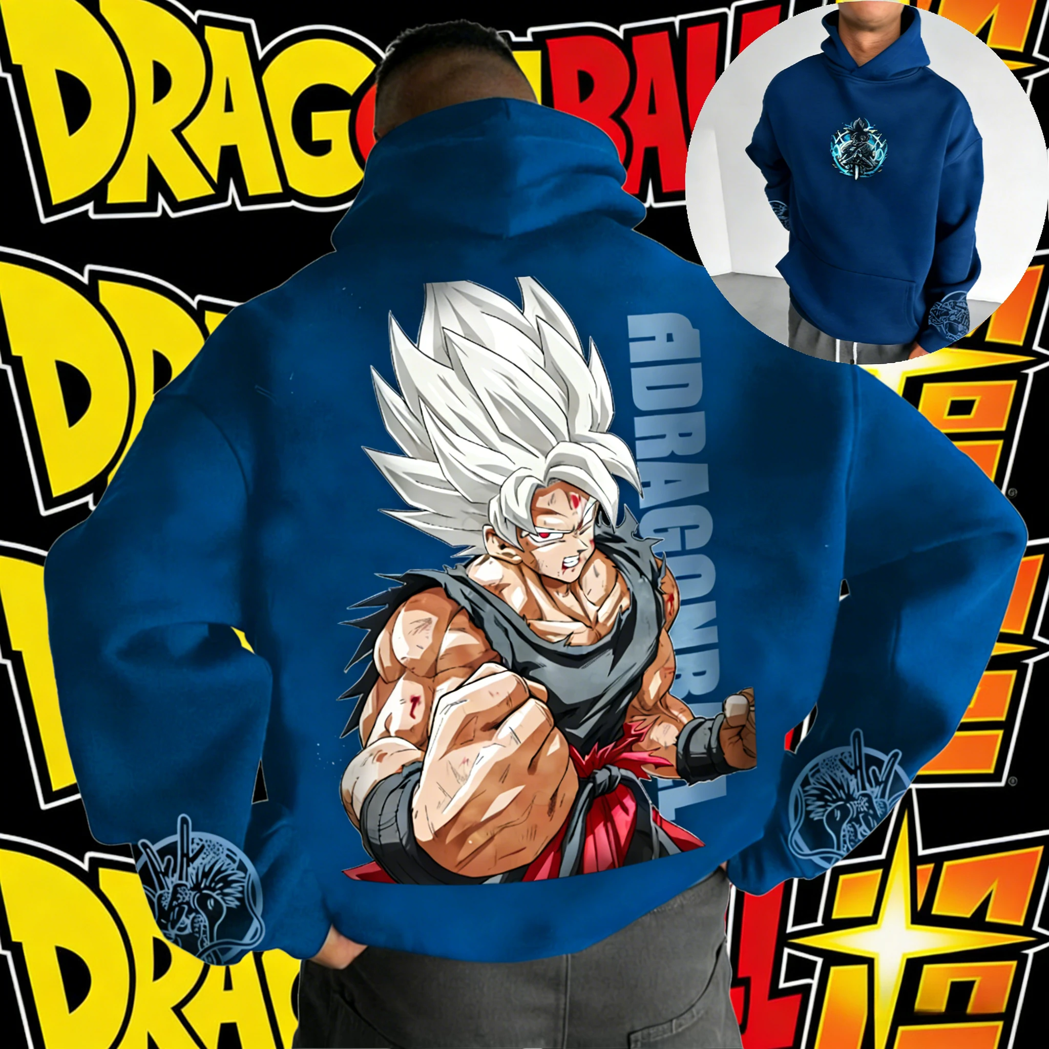 

2026 Autumn Winter Dragon Ball Super Saiyan Goku Fleece Hoodie - Oversized Warm Sports Sweatshirt, Unisex Anime Graphic Pullover