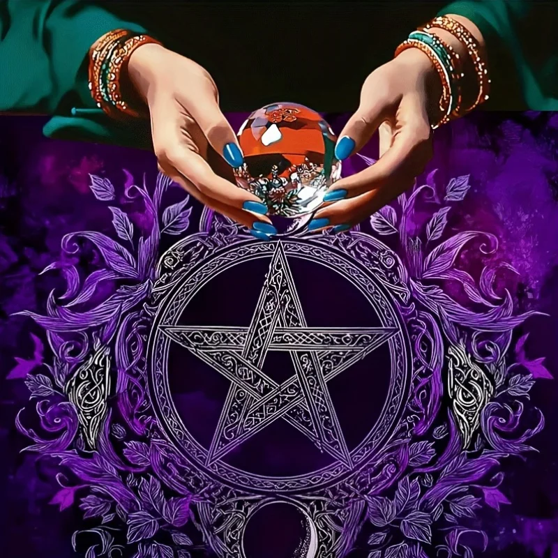 Mysterious Purple Pentagram Pattern Tarot Cloth Altar Cover for Divination Fortune-Telling Card Games Party Supplies & Events