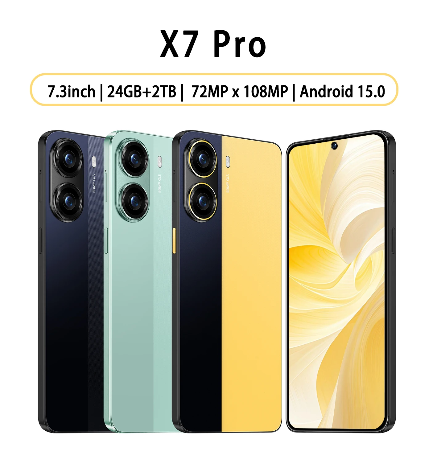 

HOT Screen Protector For SMS X7 Pro 22GB+2TB Global Edition 8000mAh Battery Original Smart 7.3''HD Android 5G 108MP x 72MP