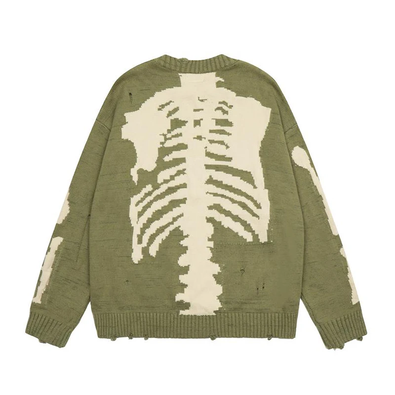 No Kapital Hirata Bone Skeleton Jersey vintage japonés para hombres y mujeres Suéter de punto con cuello redondo