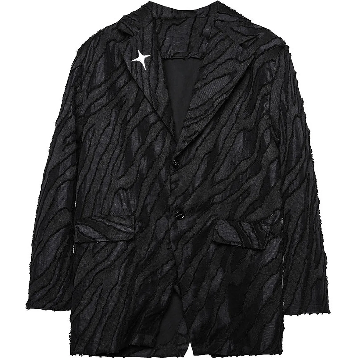 Wind Abstinence Series Autumn Suit Fashion Special-Interest Design Dark Ruffle Handsome Irregular Texture Suit Jacket For Men