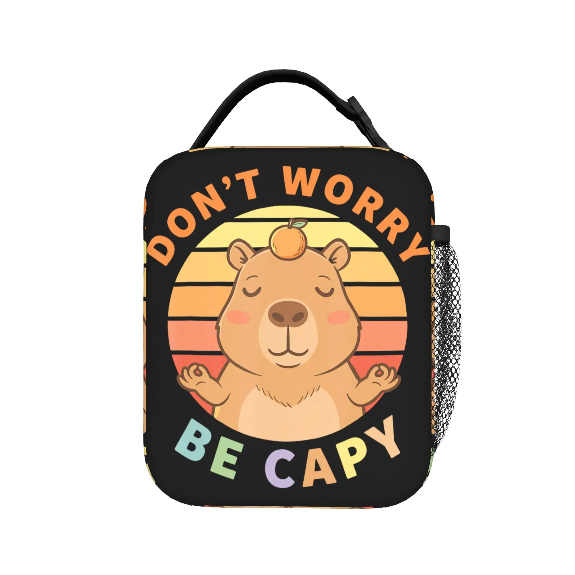 

Capybara Dont Worry Be Capy Lunch Bag Fun Lunch Box For Women Office Convenient Cooler Bag Oxford Print Thermal Lunch Bags