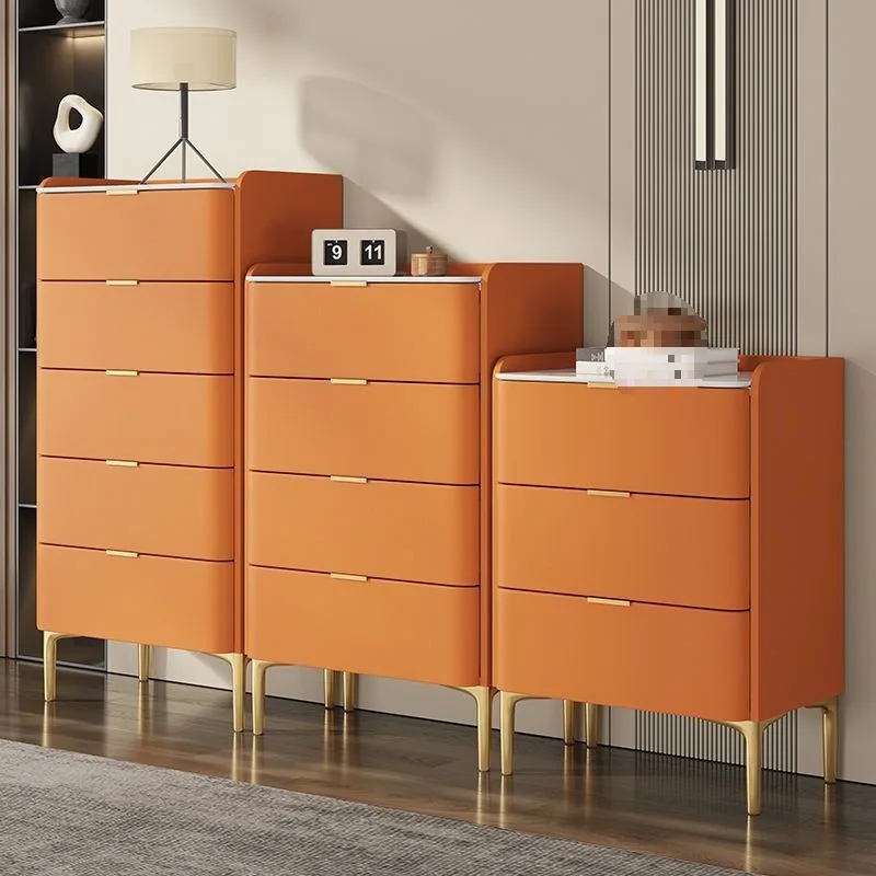 Italian rock slab chest of drawers Living room solid wood light luxury modern simple bedroom storage