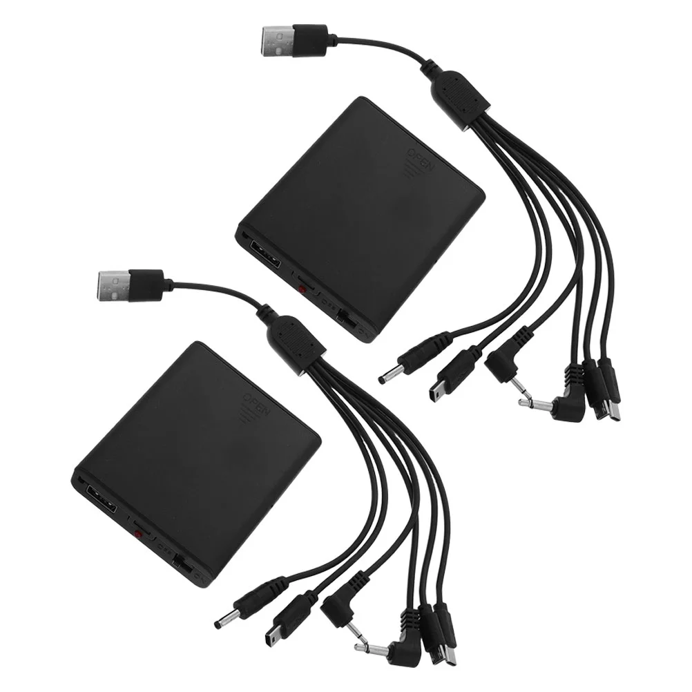 2 Pcs Spare Case Travel Boxes Batteries Plastic Multi-jack Power Supply