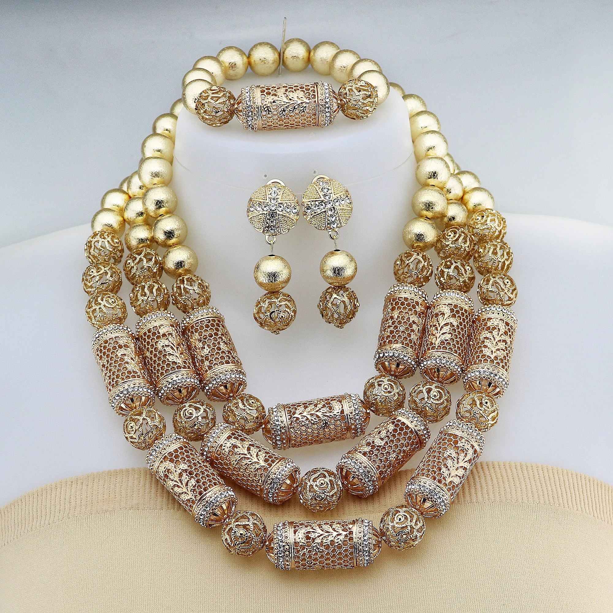 

African Necklace Jewelry Set Copper Jewelry Nigerian jewelry set bridal gift For Women Wedding