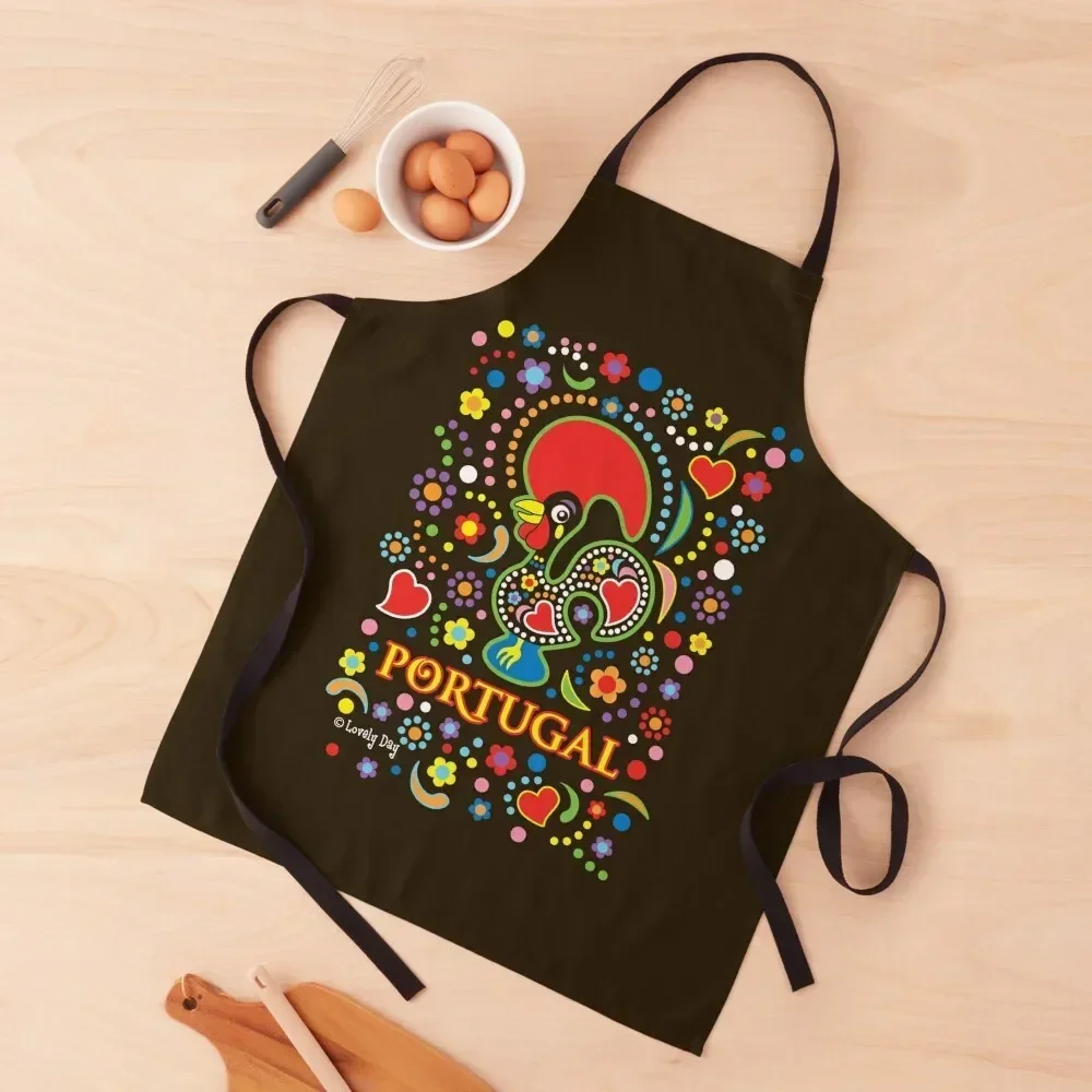 Portugal Rooster Galo de Barcelos Famous Lovely Day Design Apron kitchen jacket woman Woman Kitchens Apron