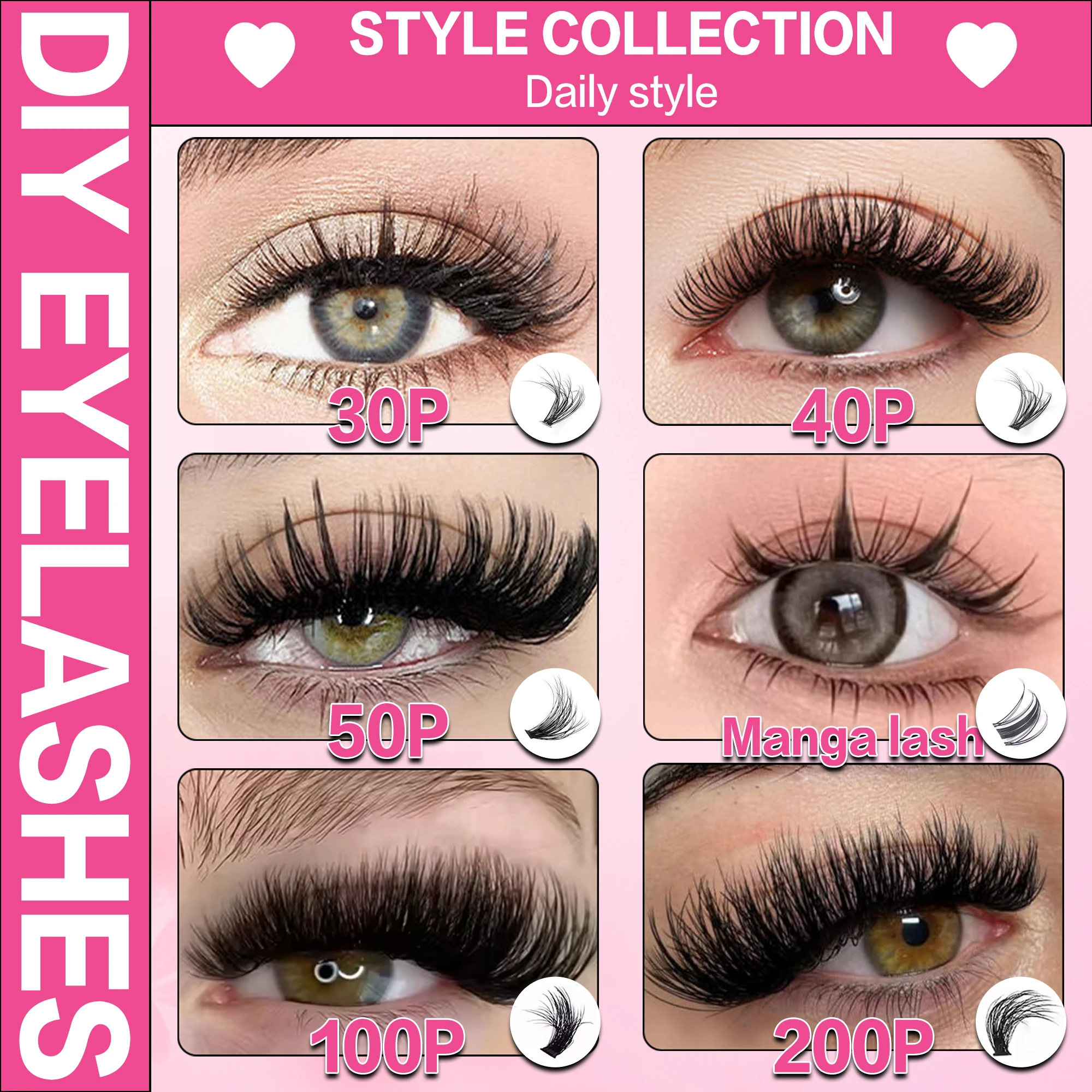 [Klaar voorraad] Diy Cluster Fox Lashes Synthetische PBT Valse Wimpers Volume Natuurlijke Herbruikbare Langdurige Sterke Hold Make-up