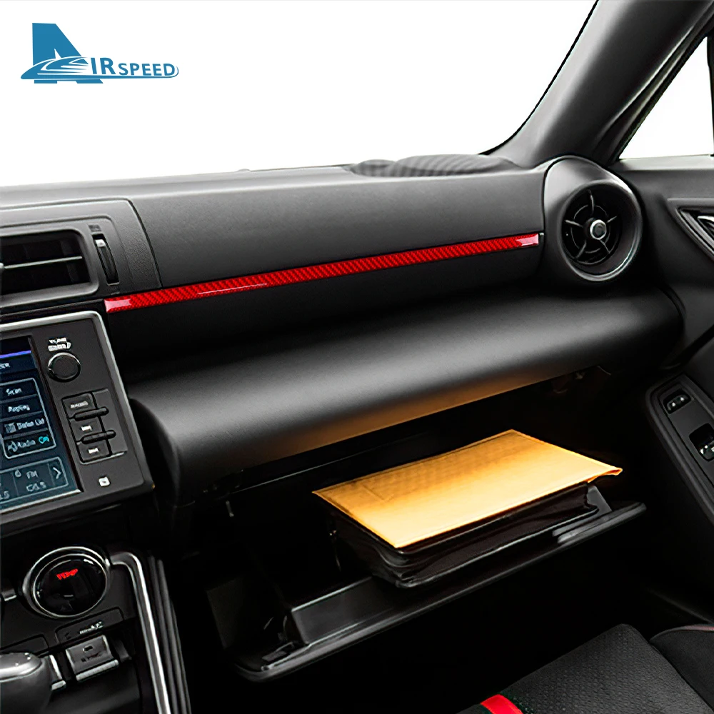Guarnição carro co-piloto controle central tira adesivo, fibra de carbono real, acessórios para Subaru BRZ, Toyota GR86 2021 2022 2023 2024