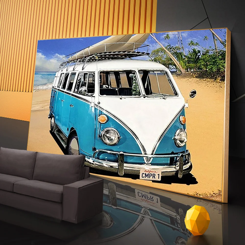 5D auto Bus diamante dipinto Cartoon scenario pieno tondo strass ricamo decorazione della casa mosaico diamante arte decorazione della casa