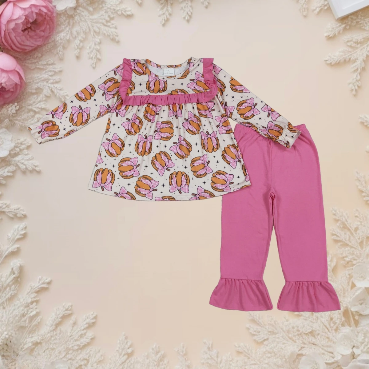 

Baby Girl Clothes Set Toddler Kids Outfit Long Sleeve Ruffle Top and Pants 2Pcs Cute Fall Winter Clothing for Infant Girls