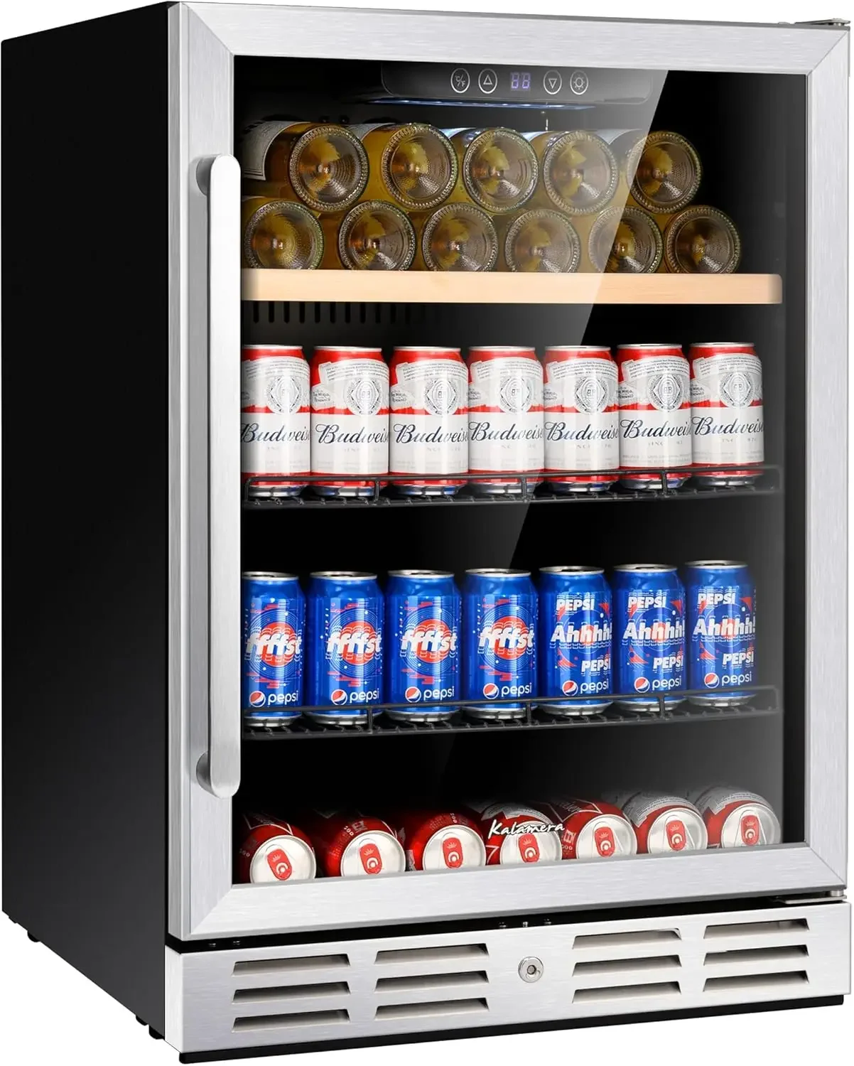 Fridge 24” Beverage and Wine Cooler Built-in or Freestanding - 118 Cans & 16 Bottles Capacity Wine Refrigerator Cooler