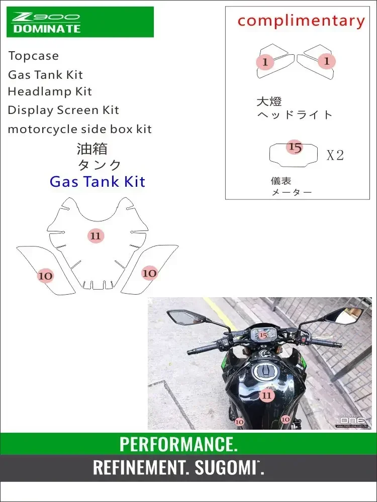 

2023 Motorcycle Paint Protection Film Full Kit Scratch Chip Resistant Self-Healing Tech for KAWASAKI Z900