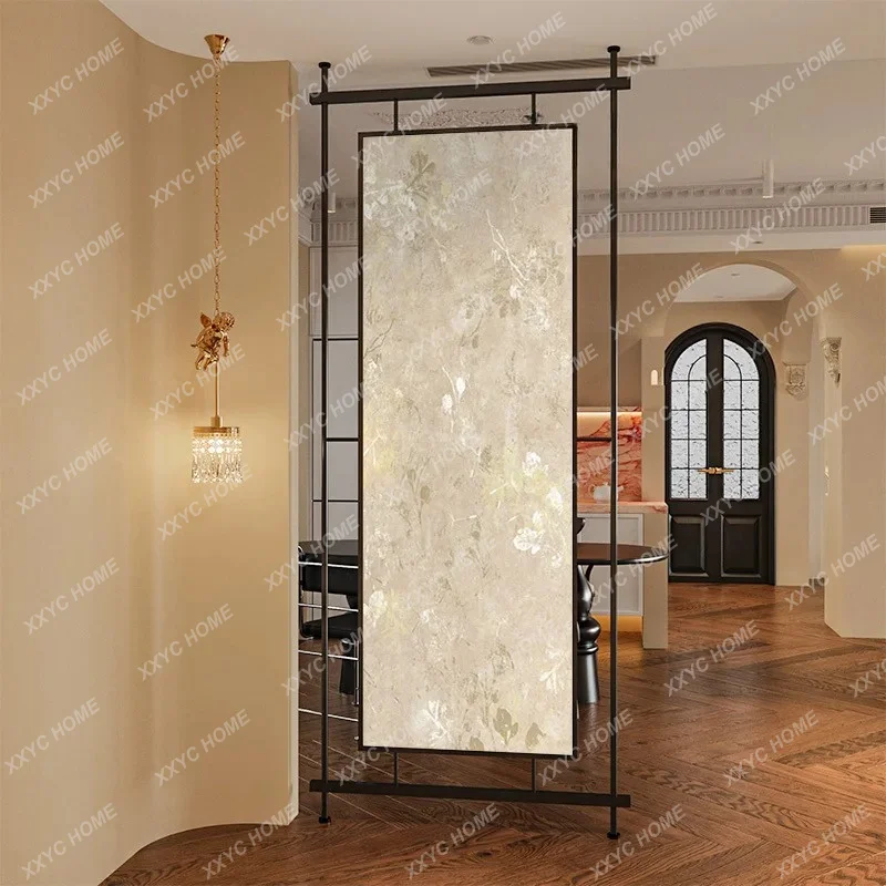 XXModern simple abstract golden flower stainless steel screen partition guest restaurant entrance decorative screen