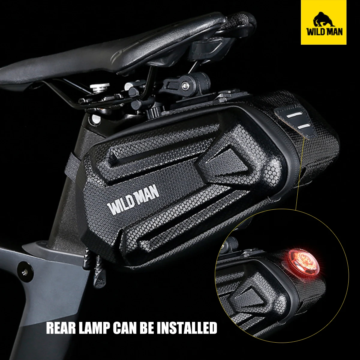 WILD MAN XT7 Road Mountain Bicycle Tail Bag EVA Hard Shell Waterproof Saddle Bag Riding Rear Bag Sprzęt jeździecki