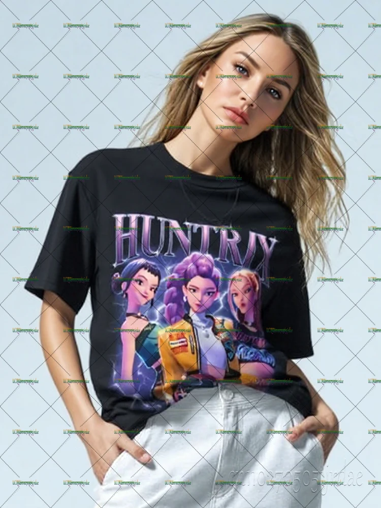 

KPop Demon Hunters Huntrix Tshirts For Women 2025 Hit Show Movie Pattern Short Sleeve Tshirts Oversized Y2K Street Tops