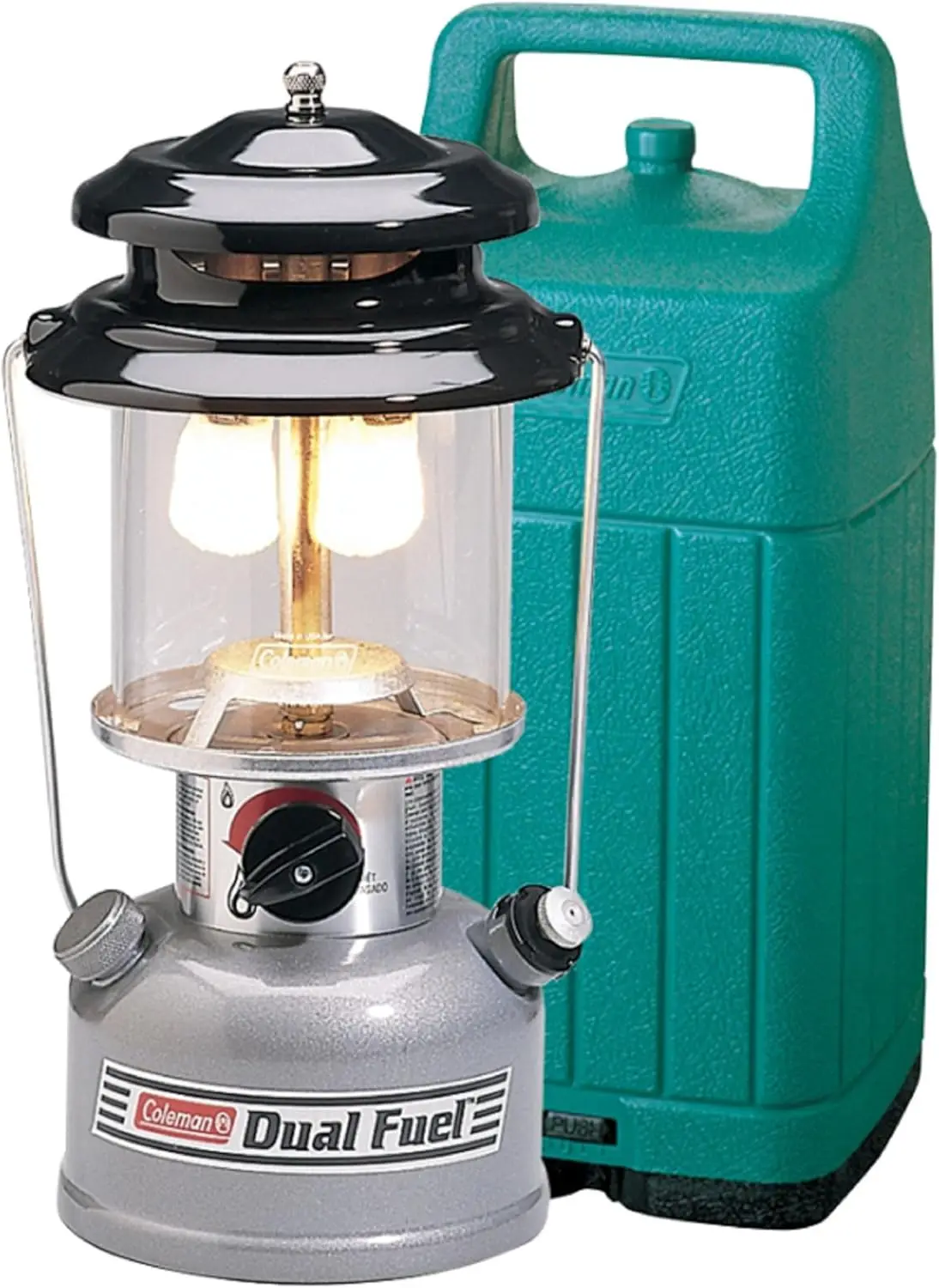 Dual Fuel Lantern with Carry Case, Portable Lantern with Adjustable Brightness Includes Handle, Mantles, Filter