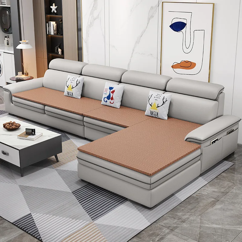 

*Modern Luxury Eco-Friendly 2025 Fabric Sectional 3-Seat Chaise Sofa High Pile Fur Pillows Cushion Covers Sponge Filling Set