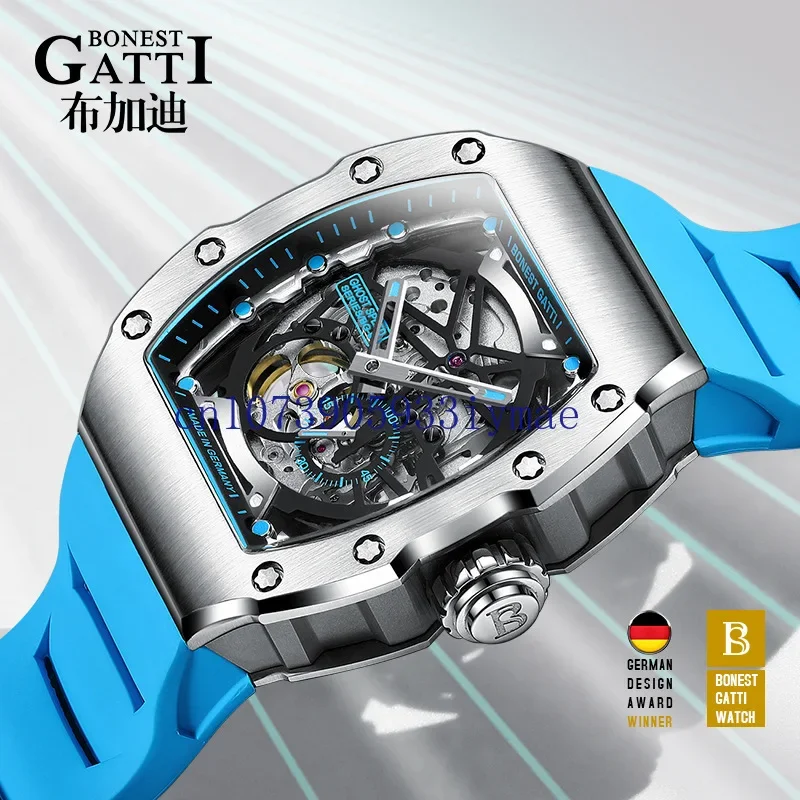 BONEST GATTI Ghost speed series Craft Design Speed Dial Waterproof Men\'s Fully Automatic Mechanical Watch