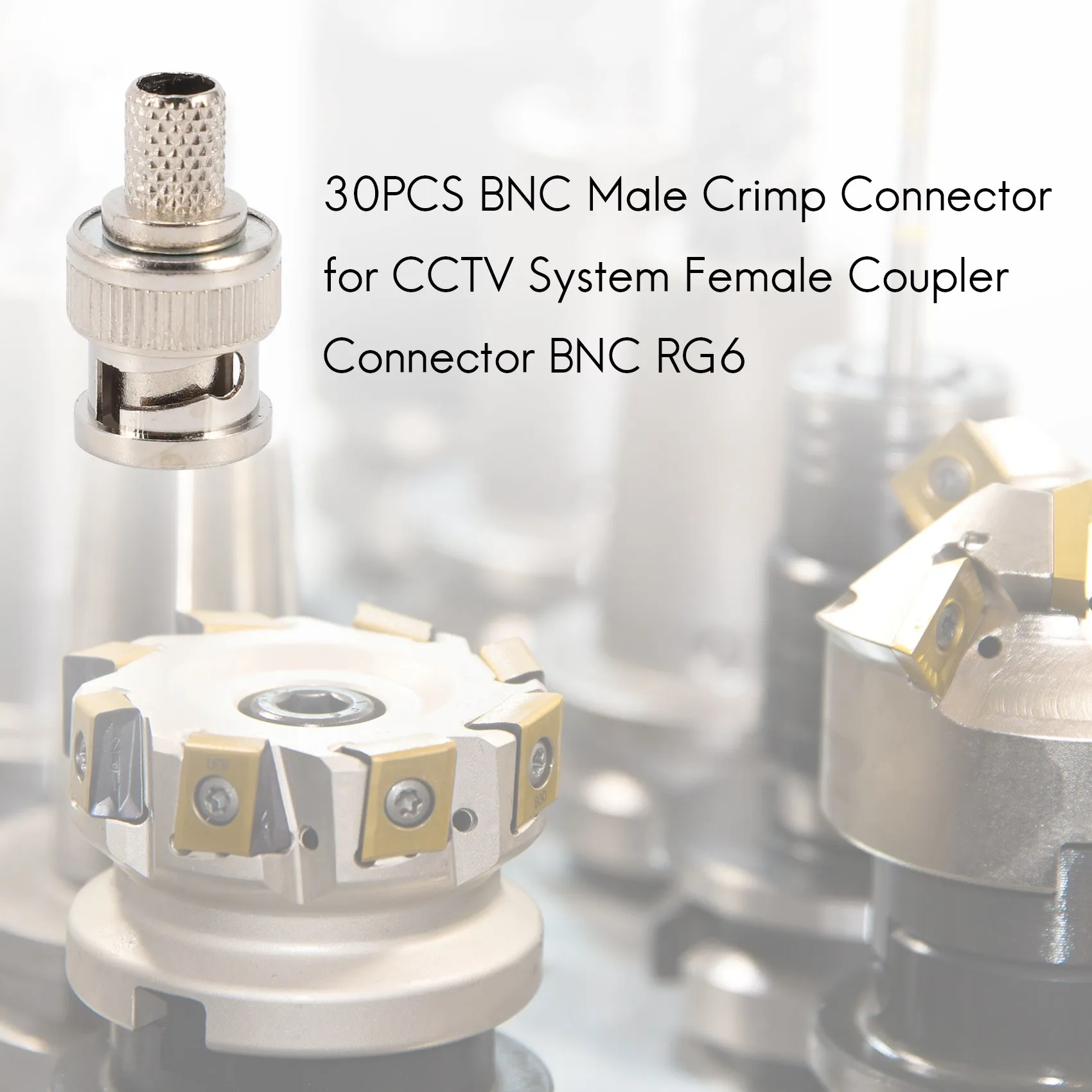 HOPE! 30PCS BNC Male Crimp Connector for CCTV System Female Coupler Connector BNC RG6