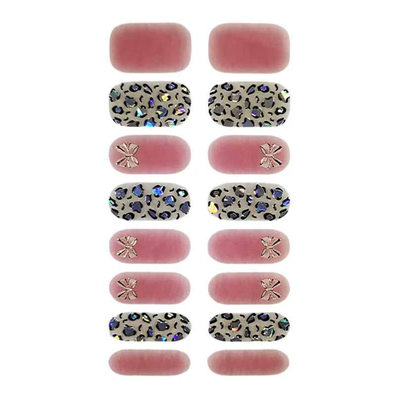 MEBIS ملصقات الأظافر 16 إصبع ZSM Nobake جل ثلاثي الأبعاد البرنز مسمار الفن ملصق كامل ملصق طويل الأمد مقاوم للماء مسمار