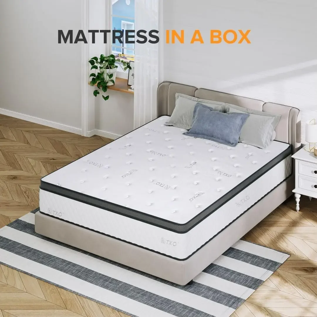 

12 Inch Hybrid Mattress with Individual Pocketed Coil Springs and High Density Foam, Edge Support