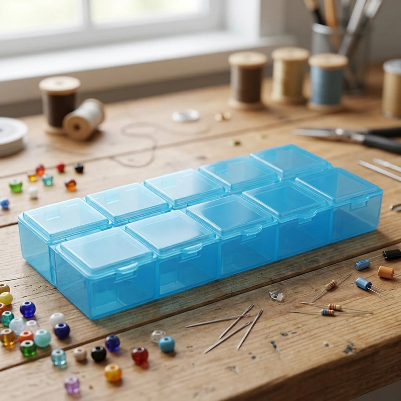 Compartment Storage Box Jewelry Nail Rings Screw Organizer Plastic Rectangle Transparent 10 Grids Bead Case  Compartment