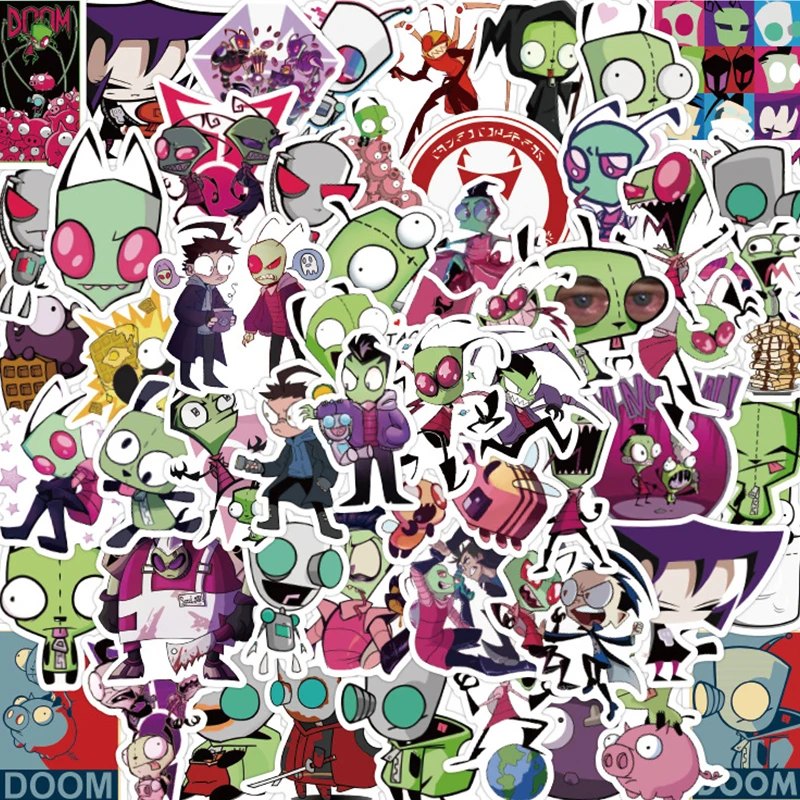 Gorąca sprzedaż 50 sztuk Cartoon Anime rysunek naklejki Starhip Invasions Invader ZIM kubek wody DIY Graffiti wodoodporna naklejka