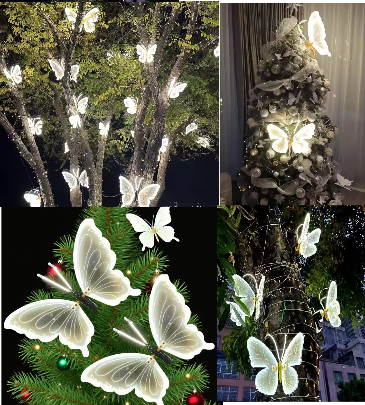 2/4 قطعة فراشة ديكور خارجي فراشة Led أضواء مقاوم للماء تتحرك فانوس ترفرف واقعية لمسار السياج الشرفة سطح السفينة #6